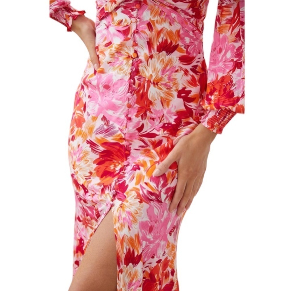 Esther & Co Mallarey Floral Midi Dress Size 6 NWT Pink Red Wedding Guest - Picture 4 of 16